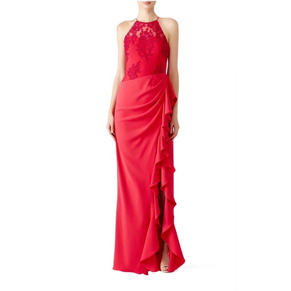 Badgley Mischka Cascading Ruffle Gown 2
